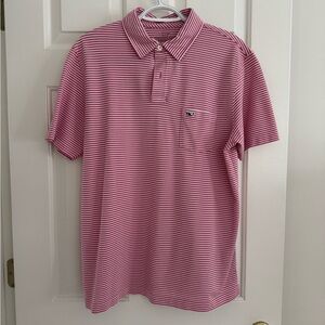 Vineyard Vines Pink and White Striped Polo Shirt